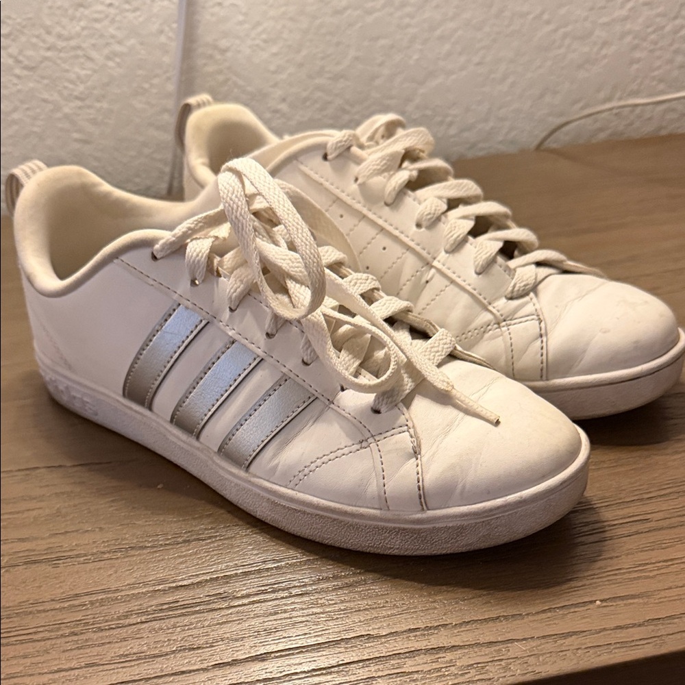 Adidas Women's Cream and Silver Sneakers